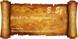 Bokán Szergiusz névjegykártya